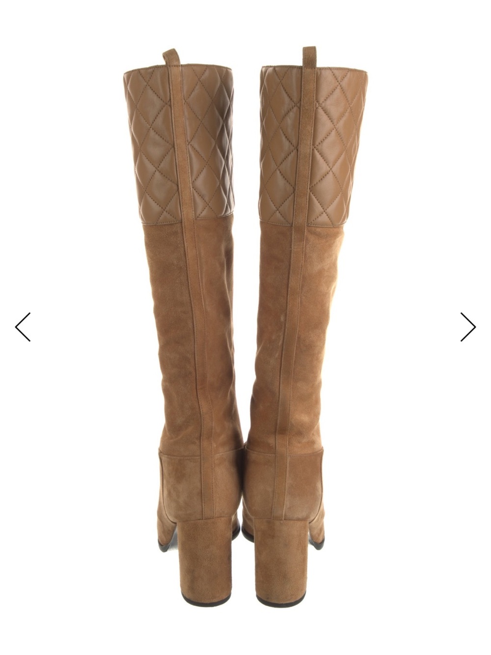 RARE CHANEL Tan Quilted Suede & Leather Knee Boot - Picture 6 of 6